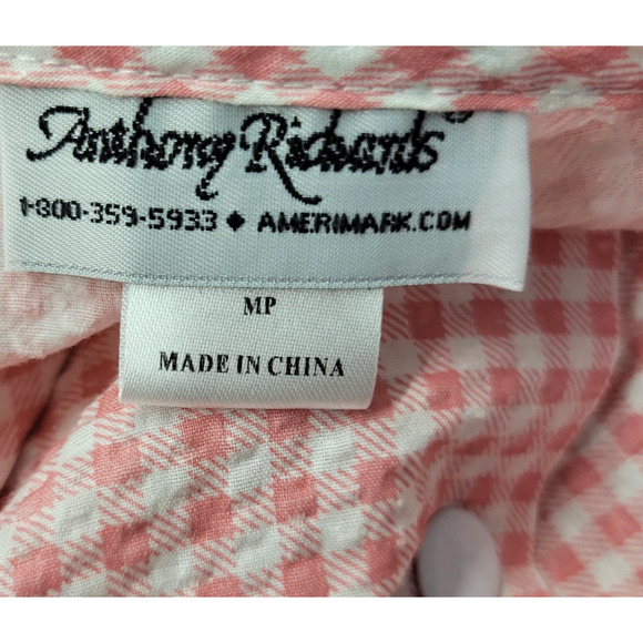 Anthony Richards Gingham House Dress Robe Womens MP Seersucker Duster Lounge VTG - Picture 2 of 11